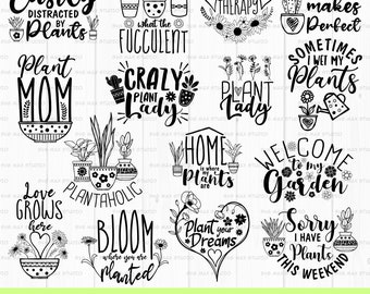 Plant lover svg bundle, plant mom svg, crazy plant lady svg, succulent svg, gardening svg, flower svg, Botanical svg, Spring svg