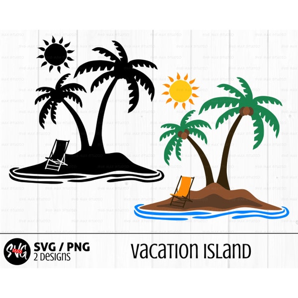 Tropical island svg, beach svg, Summer svg, palm tree svg, Hawaii svg, palm tree svg, vacation svg, meditation svg, cut file for cricut