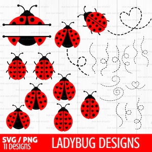 Paquete de svg de mariquita, svg de mariquita linda, svg de insecto del amor, clipart de mariquita, archivo de corte de mariquita bebé, insecto de verano, mariquita para niños