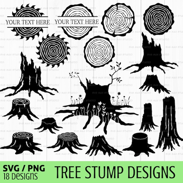 Tree stump svg, wood slice svg, tree trunk svg, wood log svg, tree ring svg, woodland svg, logging svg, nature svg, cut file for cricut