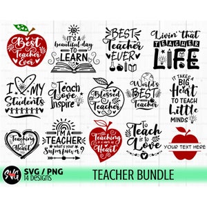 Teacher svg bundle, teacher shirt svg, back to school svg, teacher life svg, teacher quotes svg, files for cricut