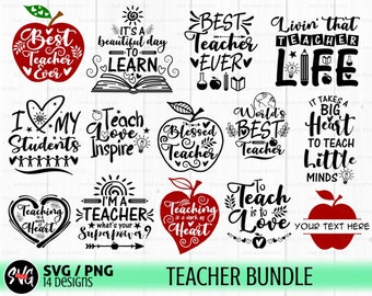 Teacher svg bundle, teacher shirt svg, back to school svg, teacher life svg, teacher quotes svg, files for cricut