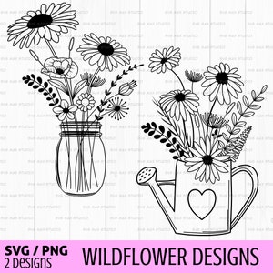 Wildflower bouquet svg, daisy svg, floral frame svg, flower bouquet svg, mason jar svg, png, wildflower svg