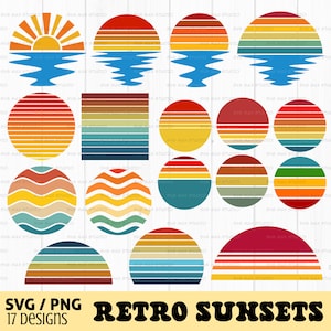 Retro sunset svg, png, vintage sunset svg, retro sunset clipart svg, half sun svg, sunrise svg, vintage sun clipart