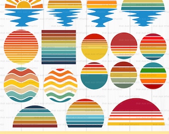 Retro sunset svg, png, vintage sunset svg, retro sunset clipart svg, half sun svg, sunrise svg, vintage sun clipart