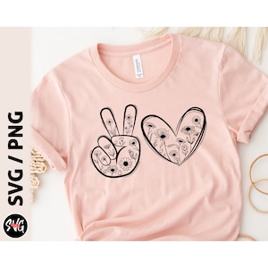 Peace love svg png, svg signe de paix, coeur svg, svg hippie, fleurs sauvages svg, svg boho, source d'inspiration svg, svg spirituel