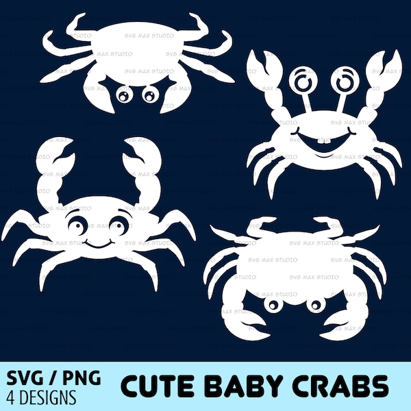 Crab svg, cute crab svg, beach svg, crab silhouette svg, png Summer svg, ocean svg, sea life svg, cut file for cricut and silhouette