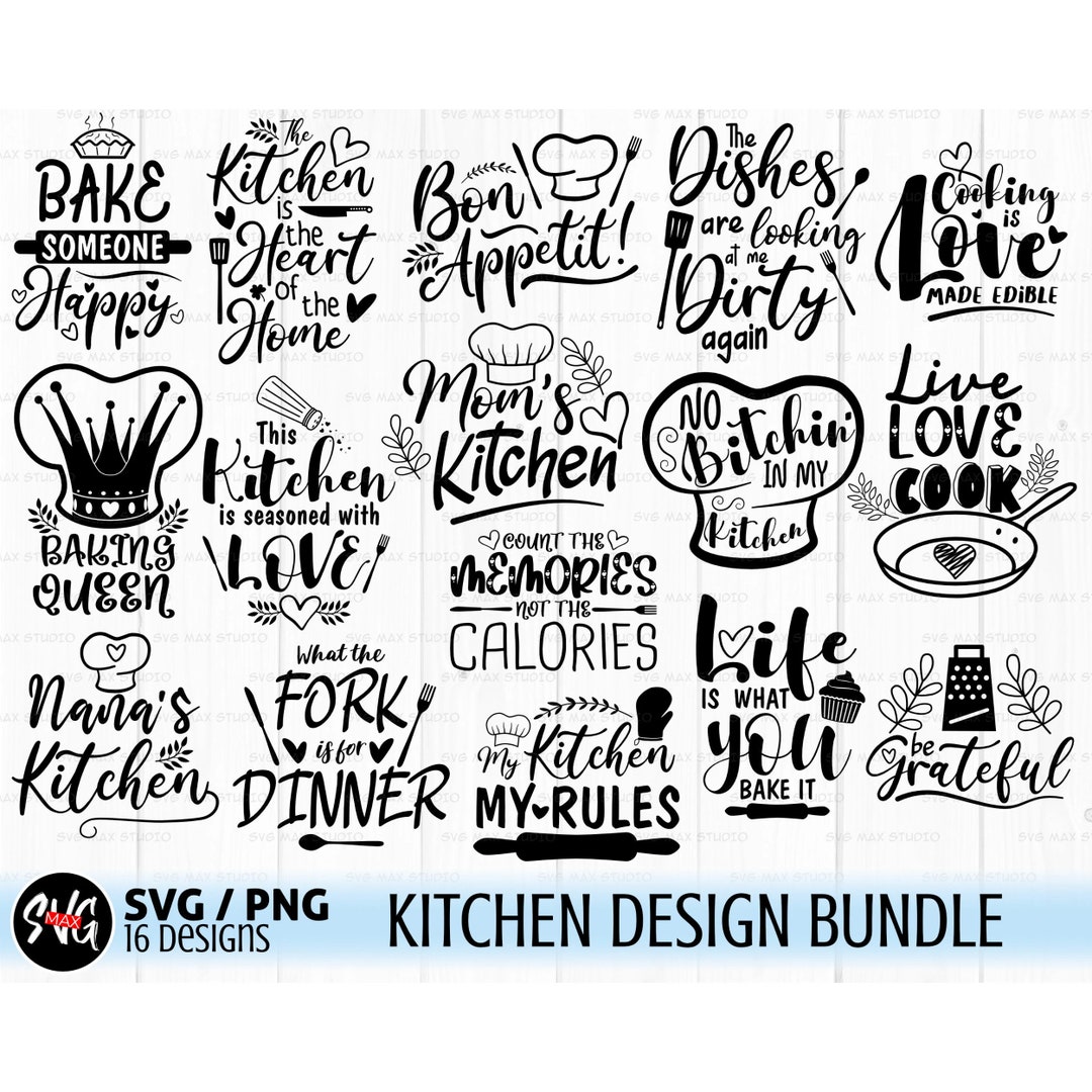 Funny Kitchen Sayings SVG Bundle, kitchen towel svg cut files, kitchen  decor svg bundle, handlettered, for cricut or silhouette