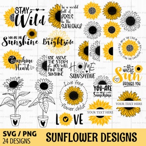 Sonnenblume svg svg, Sonnenblumen svg, halbe Sonnenblume svg, Sonnenblume zitieren svg, Sonnenblumencliparts, Wildblumenclipart, cut File für Cricut