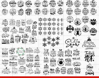 Paquete de svg de Navidad, svg de adorno de Navidad, svg de feliz Navidad, adorno redondo, svg de feliz Navidad, clipart de Navidad, archivo de corte