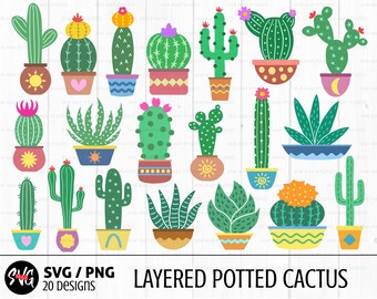 Pacchetto di cactus svg, succulente svg, deserto svg, clipart di cactus, cactus bambino, cactus stampabile, botanico svg, pianta da appartamento svg