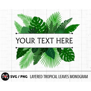 Florale Grenze svg, tropische Rahmen svg, Blumenrahmen svg, Blattrahmen svg, geteiltes Monogramm svg, Blumen svg