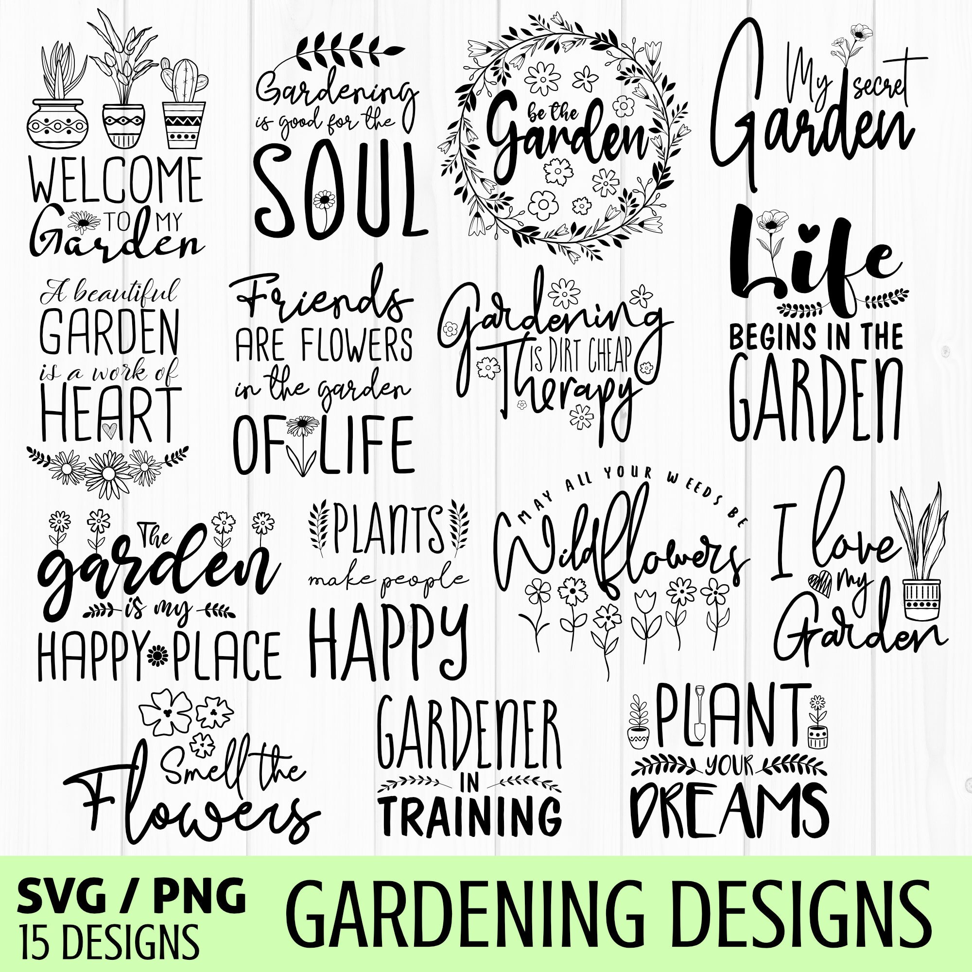 Gardening Svg Bundle, Plant Lover Svg, Spring Svg, Succulent Svg