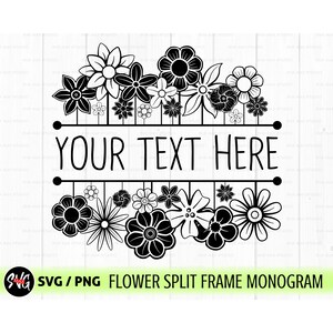 Floral border svg, floral frame svg, flower border svg, split monogram svg, floral monogram svg wildflower svg, hand drawn svg, floral svg
