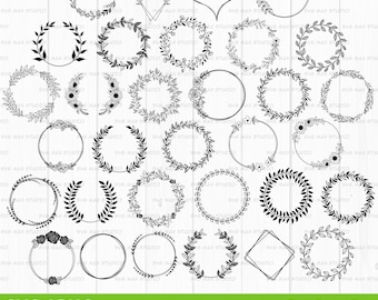 Wreath svg bundle, wedding wreath svg, circle border svg, floral wreath svg, floral circle frame svg, laurel wreath svg, circle border svg