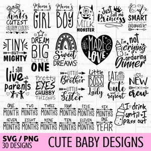Lot de svg bébé, nouveau-né svg, svg dictons bébé, bébé fille svg, svg bébé garçon, nouveau bébé svg, svg étape importante de bébé, svg d'annonce de bébé