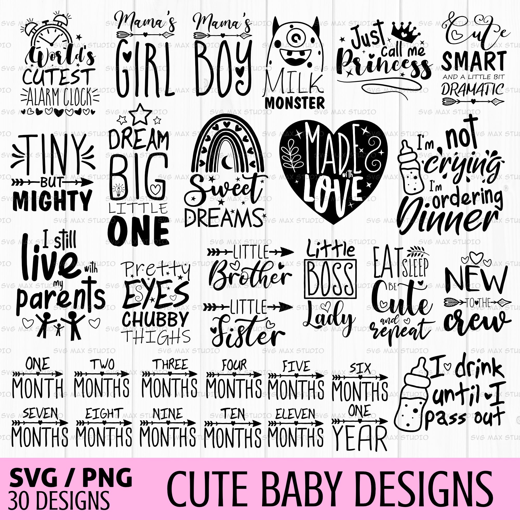 Baby svg bundle, newborn svg, baby sayings svg, baby girl svg, baby boy svg, new baby svg, baby milestone svg, baby announcement svg