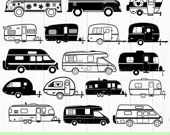 Camper svg bundle, camping svg, retro camper svg, trailer svg, RV svg, summer svg, adventure svg, travel svg, cut file for cricut