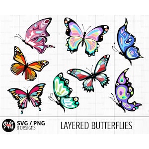 Bundle svg papillon, papillons svg, png papillon, svg papillon en couches, svg insecte, vecteur de papillon, fichier de découpe pour cricut
