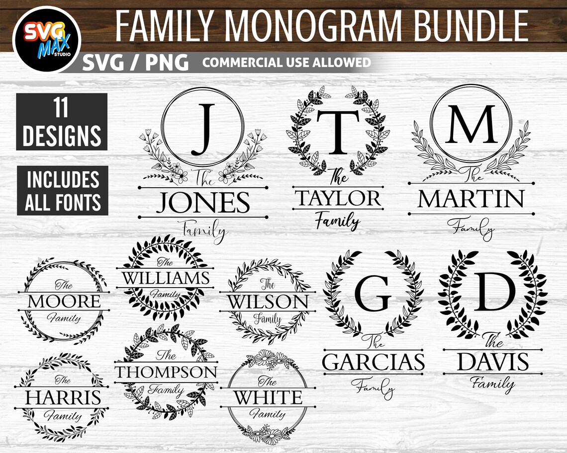 Download Family name monogram svg last name svg split monogram svg | Etsy