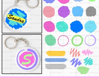 Keychain svg, brush stroke svg, keychain pattern svg, paint stroke svg, key ring pattern svg, splatter svg, paint brush svg, cut file