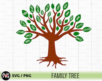 File SVG albero genealogico, PNG, Silhouette albero, Download digitale, File di taglio per cricut e silhouette