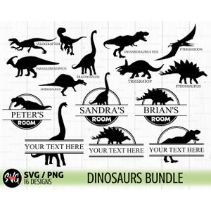 Pacote svg de dinossauro, png, monograma de dinossauro svg, t-rex svg, dinossauros fofos svg, clipart de dinossauro, dino svg, arquivos de corte