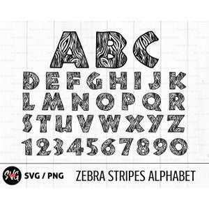 zebra stripes font svg, alphabet svg, letters svg, animal font svg, animal print svg, jungle svg, cut files for cricut and silhouette