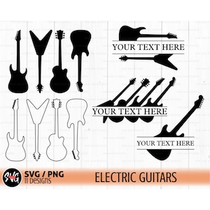 E-Gitarren-Svg-Bundle, Musik-Svg, Split-Monogramm-Svg, PNG, Gitarre Clipart, Schnittdatei für Cricut und Silhouette