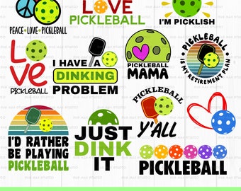 pickleball svg-paket, pickleball-tröja svg, pickleball-paddlar, klippfiler för Cricut, Silhouette