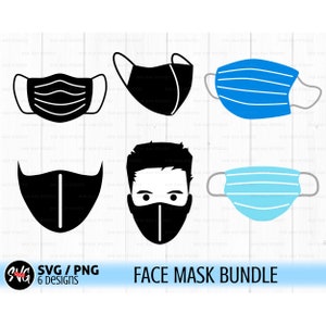 Bundle de masque chirurgical pour le visage, clipart de quarantaine, fichier de coupe pour cricut et silhouette