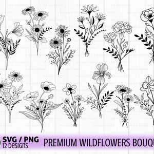 Wildflower Svg Bouquet Svg Bundle Floral Svg Flower Svg - Etsy