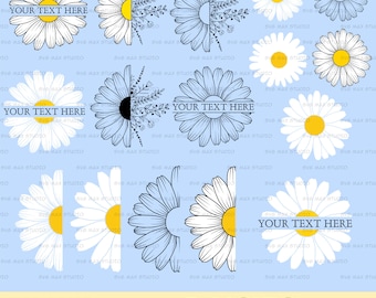 Daisy svg, wildflower svg, daisy clipart, split monogram svg, spring svg, daisy monogram svg, flower svg, floral svg, cut file for cricut