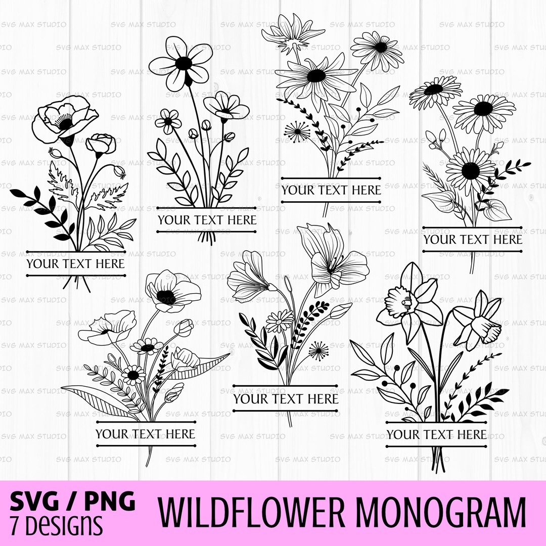 Floral Border Svg, Floral Frame Svg, Flower Border Svg, Split Monogram