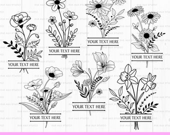 Floral border svg, floral frame svg, flower border svg, split monogram svg, floral monogram svg wildflower svg, flower svg, floral svg
