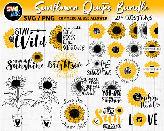 Sunflower svg bundle png sunflowers svg half sunflower svg | Etsy