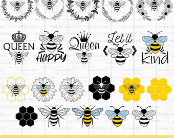 bee svg bundle, honey bee svg, queen bee svg, bee kind svg, bee wreath svg, circle frame svg, bee clipart, honeycomb svg, bee cut file