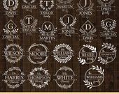 Family name monogram svg, last name svg, split wreath svg, split monogram svg, wreath svg, family svg, laurel wreath svg