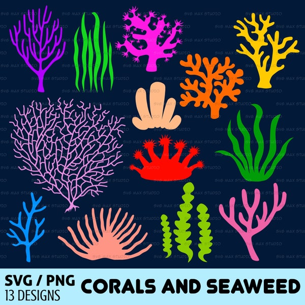 Coral svg bundle, seaweed svg, png, sea life svg, under the sea svg, ocean svg, Digital download, cut file for cricut and silhouette