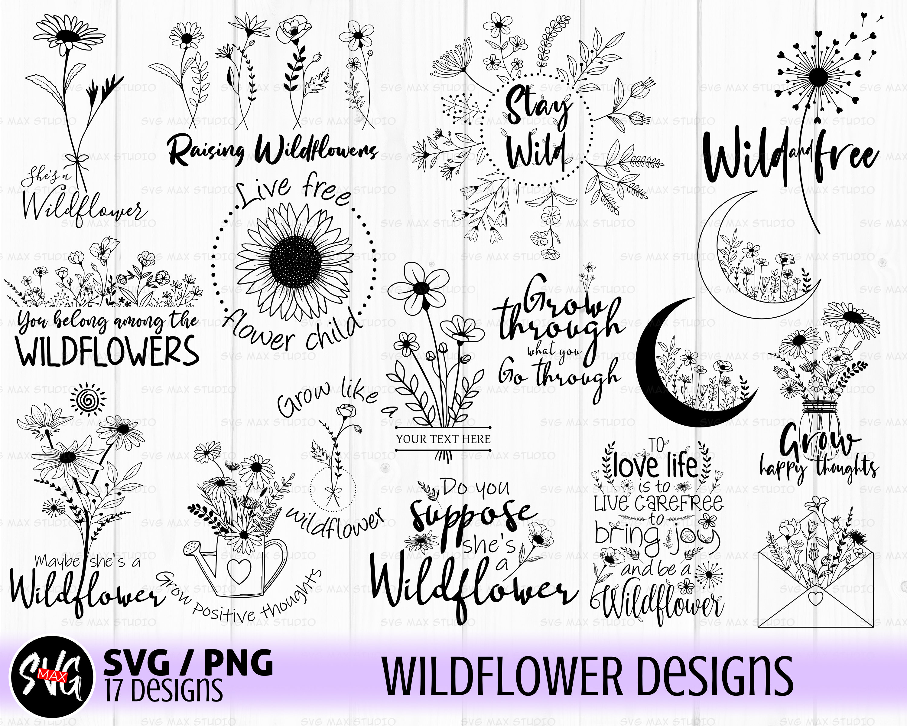 Wildflower Svg Boho Svg Wildflower Quote Svg Bundle Wild Etsy Canada