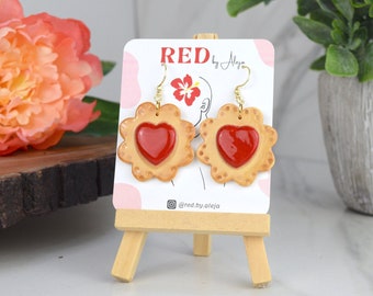 Mantecaditos cookies dangly earrings - Handmade Polymer Clay Earrings, Statement, Bold, Fashion, Sophisticated, Work, Food, Elegant, Gift