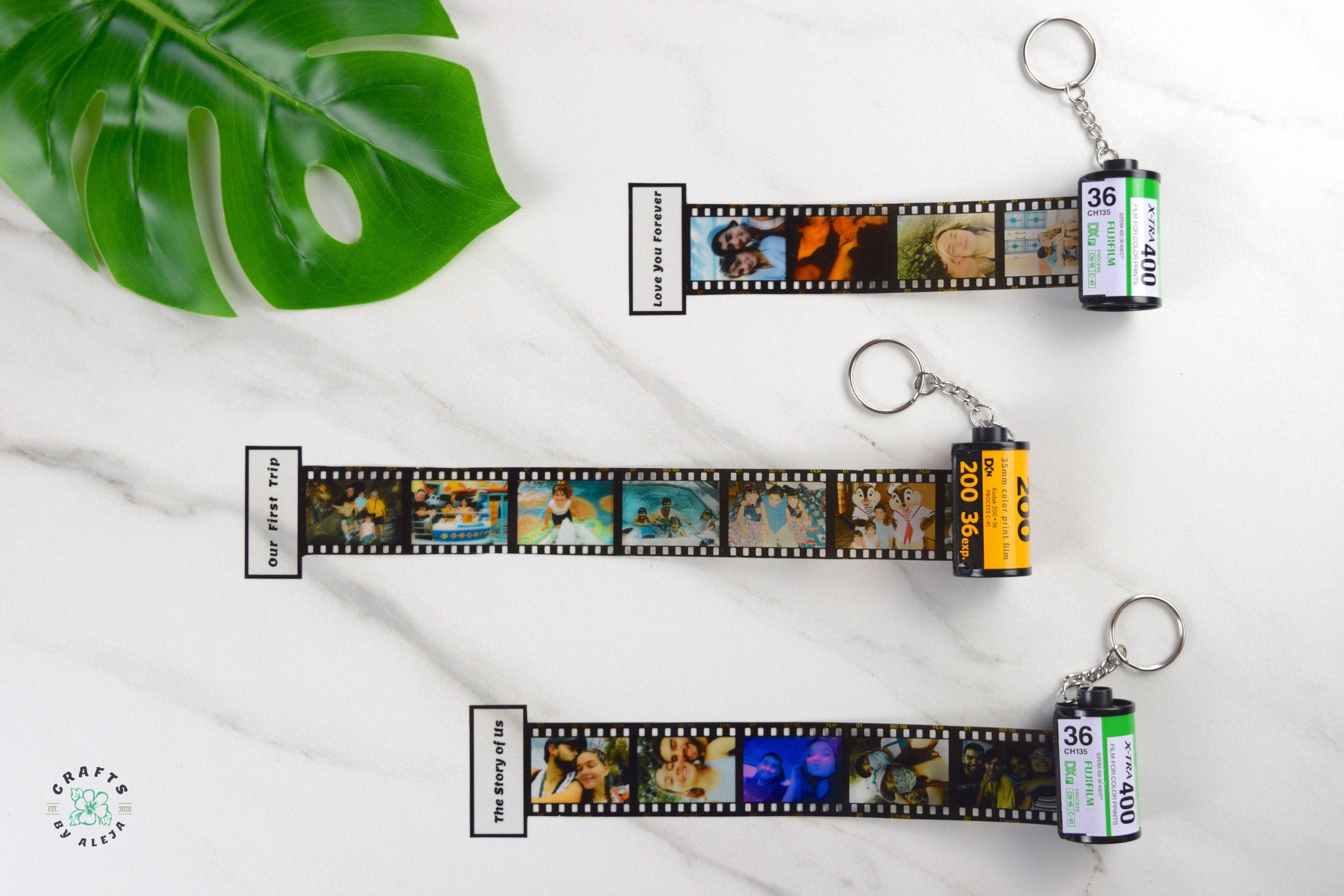 Memory Film Keychain 110 Photos Personalized Camera Roll Etsy