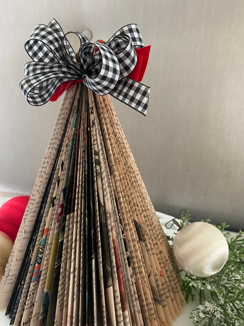 Vintage Paper Christmas Trees made from 1970s Reader Digest. Etsy