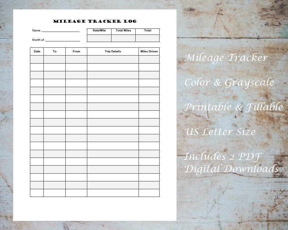 Mileage Log Printable/fillable PDF - Etsy