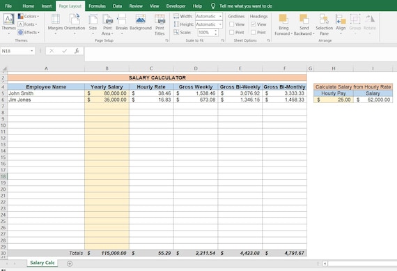 Salary Gross Pay Calculator Excel Spreadsheet - Etsy