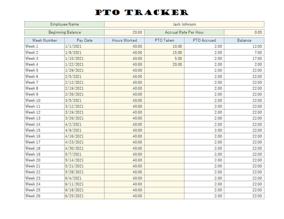 PTO Calculator & Tracker Excel Spreadsheet Printable Etsy PTO Calculator & Tracker Excel Spreadsheet Printable Etsy