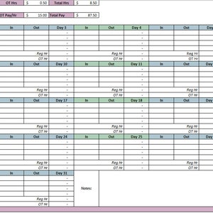 Monthly Timesheet - With Time Calculator - Excel Spreadsheet