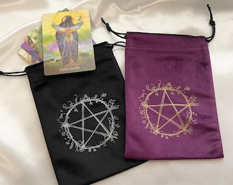 Velvet Tarot Bag: Pentacle Oracle, Runes, Crystal Gift Pouch