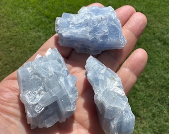 Natural Raw Blue Calcite Stone, Healing Crystal