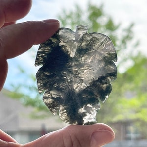 Moss Agate Leaf Carving: Druzy Gemstone, Healing Crystal
